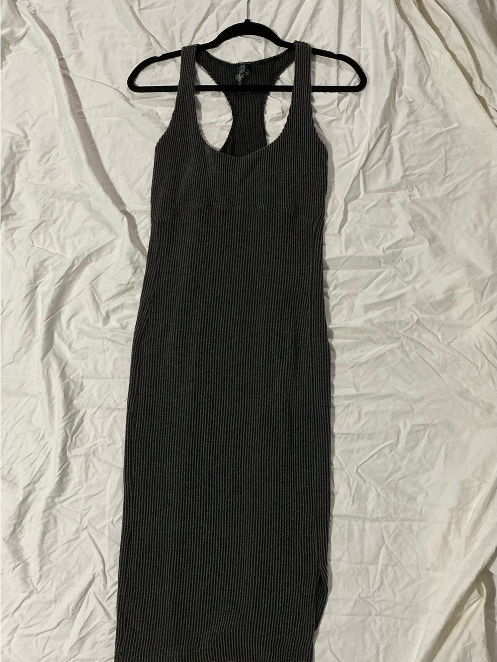 Women’s Black Ribbed Racerback Midi Dress